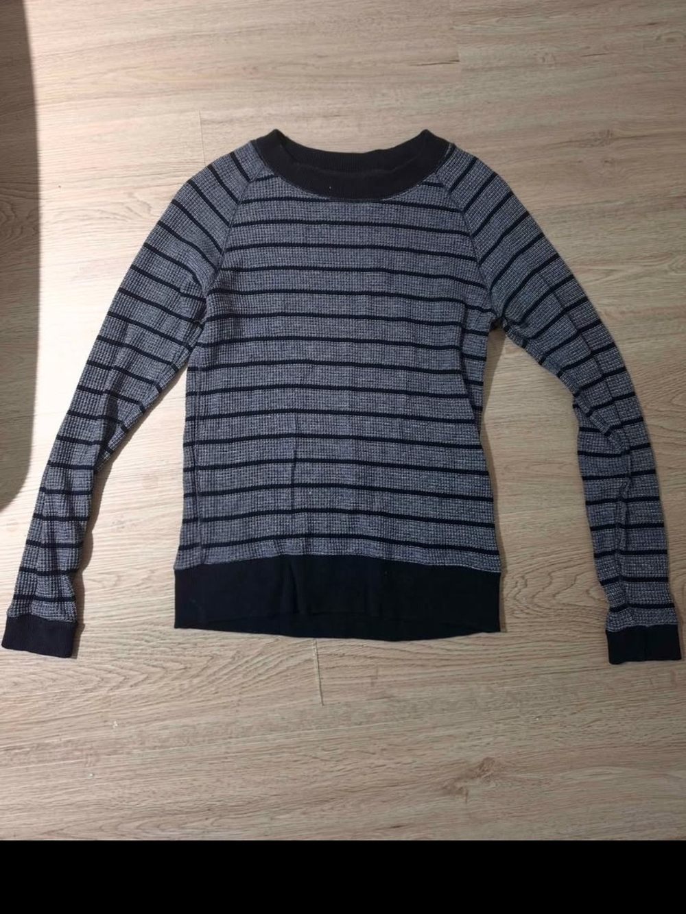 TNA Black & Light Gray Striped Crewneck Sweater